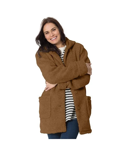 Woman Within Women's Short Hooded Berber Fleece Jacket