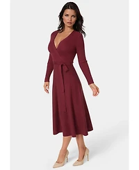 Bebe Women's Fit and Flare Midi Sweater Dress