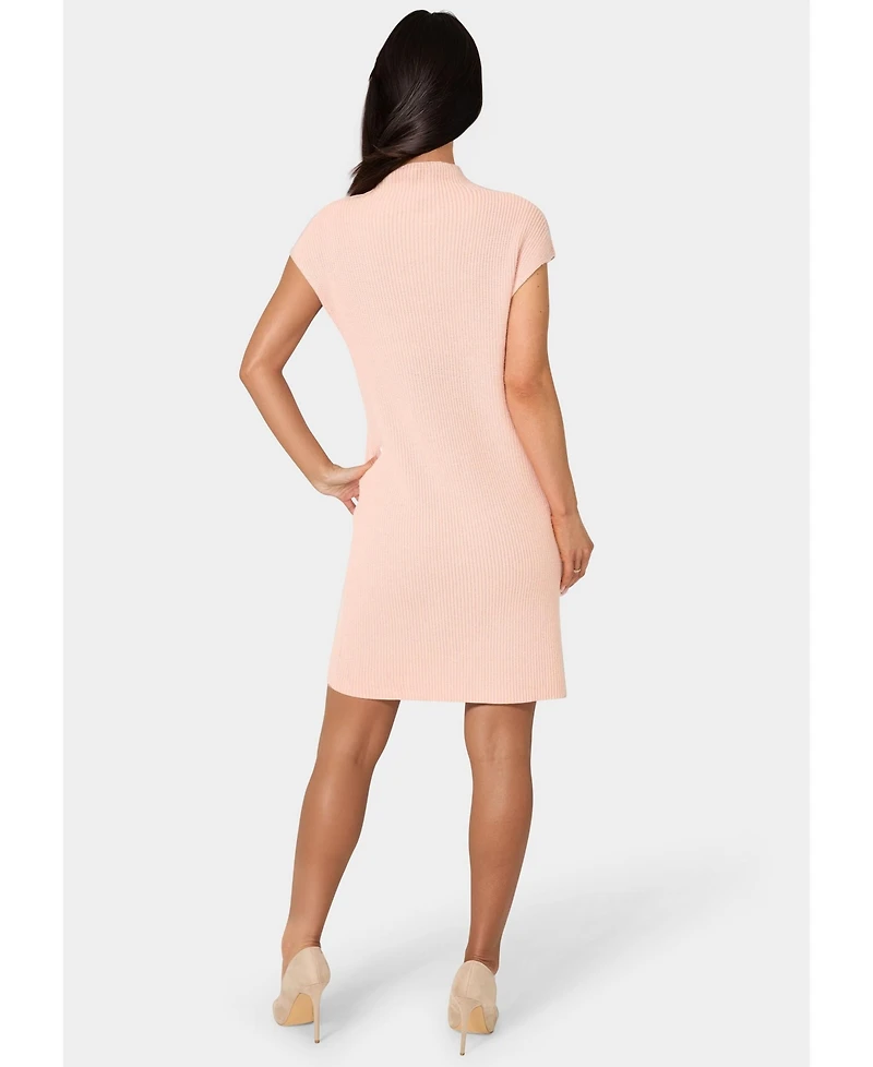 Bebe Long Sleeve Funnel Neck Sweater Mini Dress