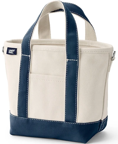 Lands' End Small 3 Pocket Open Top Canvas Tote Bag