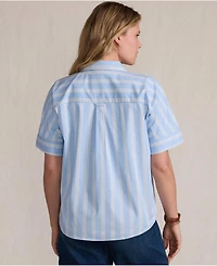 Lands' End Women's Cooling Elbow Sleeve Button Front Shirt