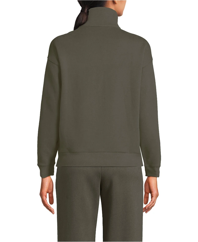 Lands' End Women's Relaxed Serious Sweats Long Sleeve 1/2 Zip Sweatshirt