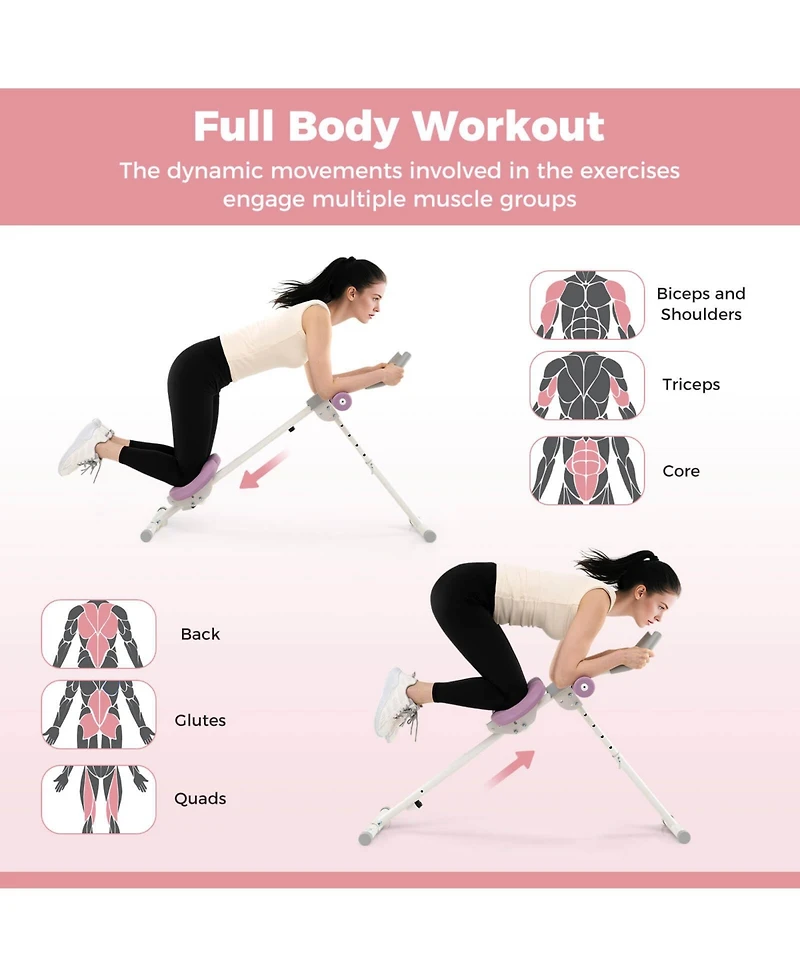 Adjustable Abdominal Trainer with Elbow Support Knee Protection and Lcd Monitor