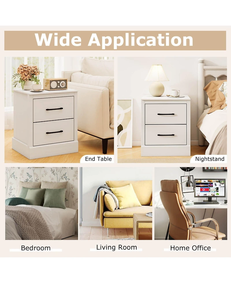18.5" Farmhouse Nightstand with 2 Drawers Compact Size End Table for Living Room