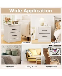 18.5" Farmhouse Nightstand with 2 Drawers Compact Size End Table for Living Room