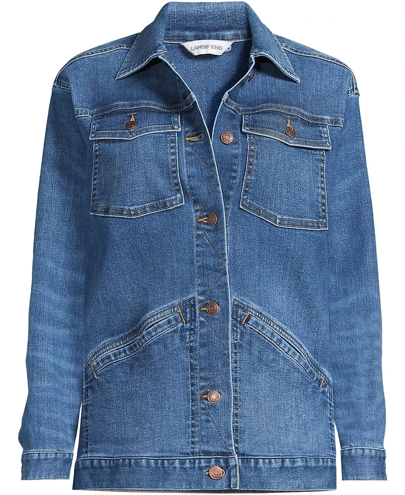 Lands' End Women's Oversized Denim Trucker Jacket