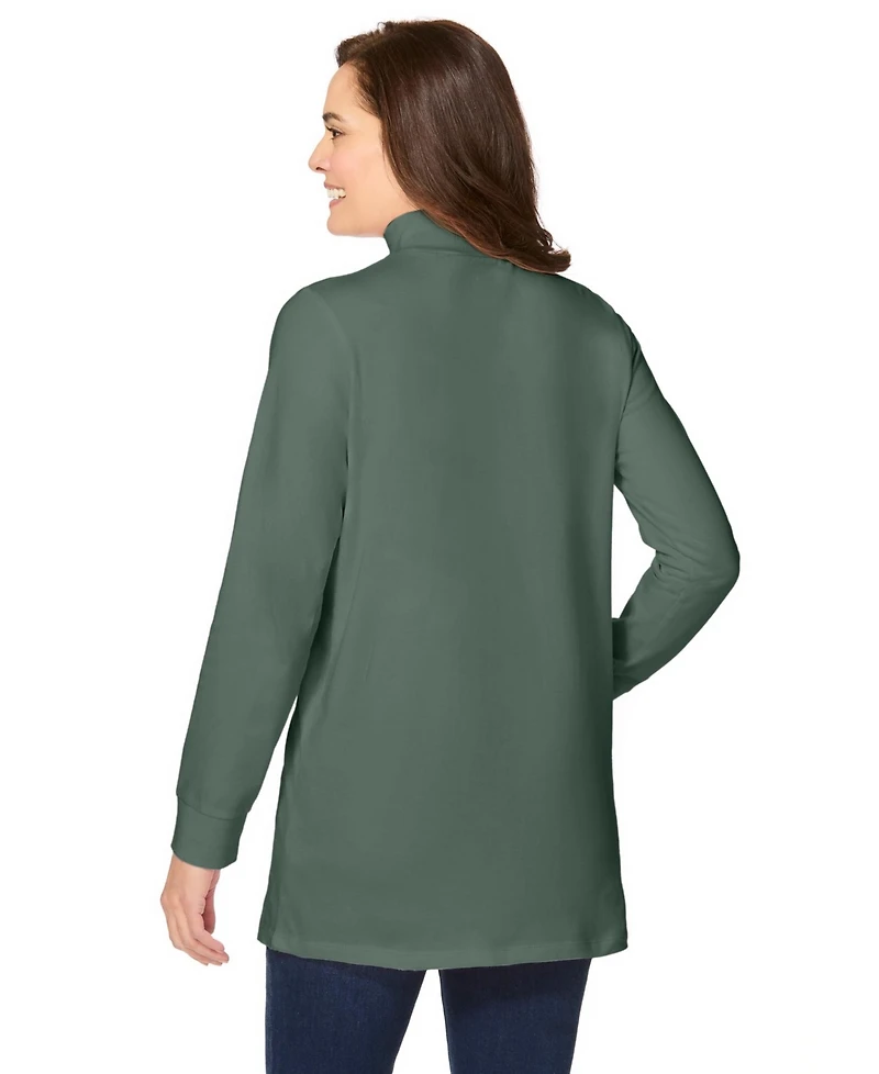 Woman Within Plus Size Within Perfect Long-Sleeve Mockneck Tee