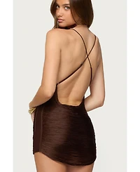 Edikted Womens Soyana Fringed Backless Mini Dress