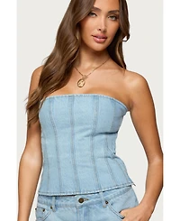 Edikted Womens Camelia Strapless Denim Corset