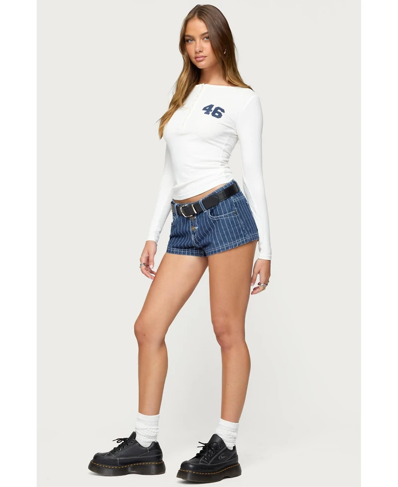 Edikted Women's Hanson Pinstripe Denim Shorts