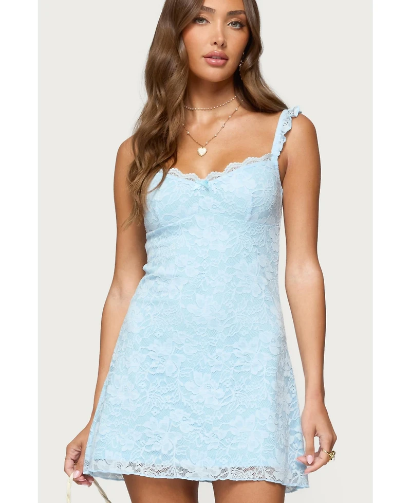 Edikted Womens Stephanie Lace Mini Dress