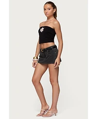 Edikted Women's Luli Beaded Flower Tube Top