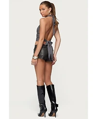 Edikted Womens Nessie Metal Ring Backless Halter Top