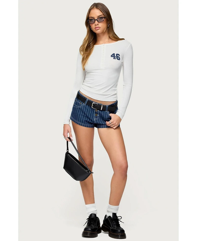 Edikted Womens 46 Ribbed Henley Top