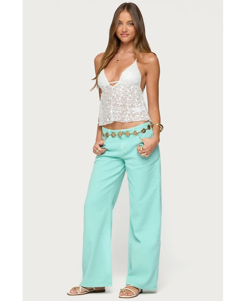 Edikted Women's Meela Sequin Net Halter Top
