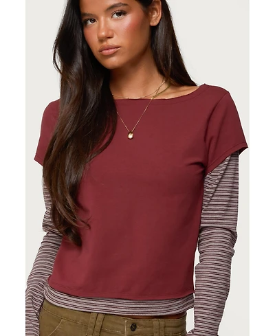 Edikted Women's Layered Stripey Long Sleeve T Shirt