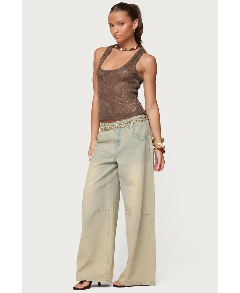 Edikted Women's Eleora Sequin Knit Tank Top