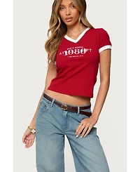 Edikted Womens Santa Monica V Neck T Shirt