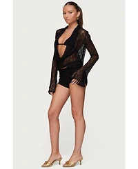 Edikted Women's Lera Lacey Sheer Mesh Top