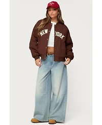Edikted Women's Big Apple Oversized Bomber Jacket