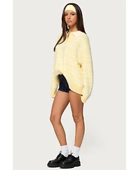 Edikted Womens Rilynn Striped Polo Sweater