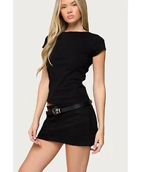 Edikted Women's Oliana Ribbed Boat Neck T Shirt
