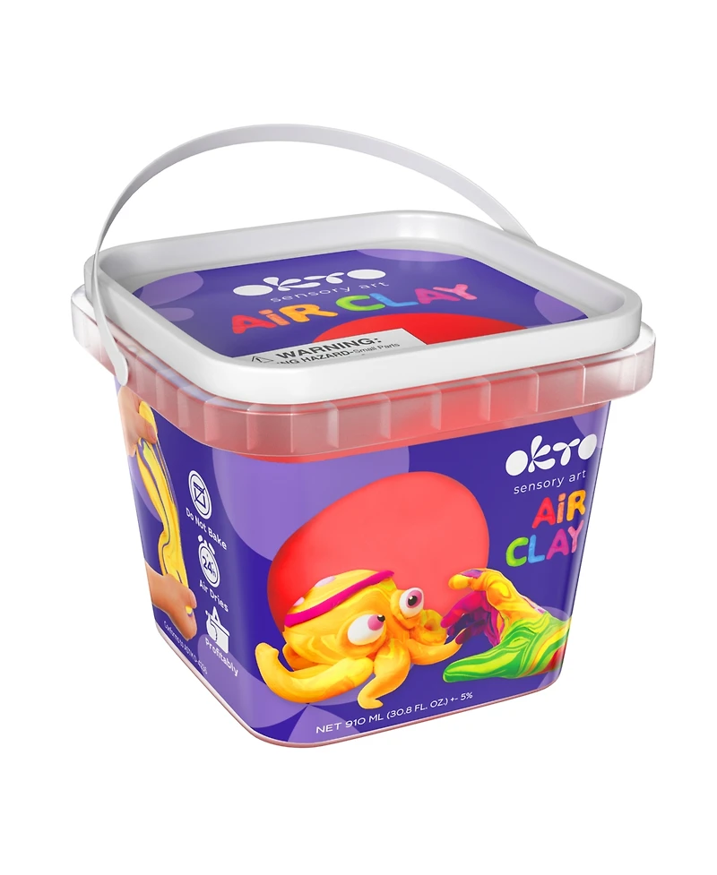 Wise Elk Okto Air Dry Clay Bucket, 910 ml (31 fl oz) — Red — Ages 8+
