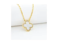 Mother of Pearl Flower Solitaire Pendant with Cz Surround
