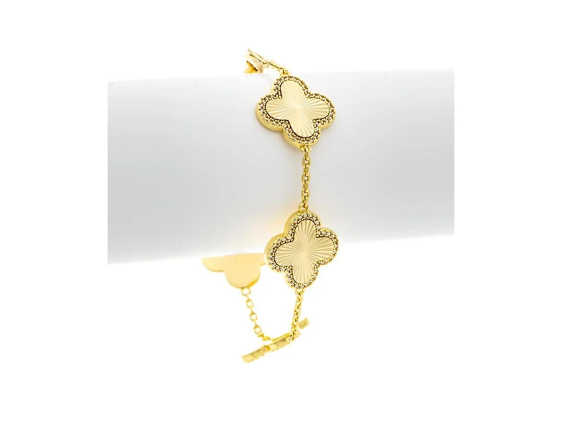 18K Gold Plated Five Station Flower Bracelet