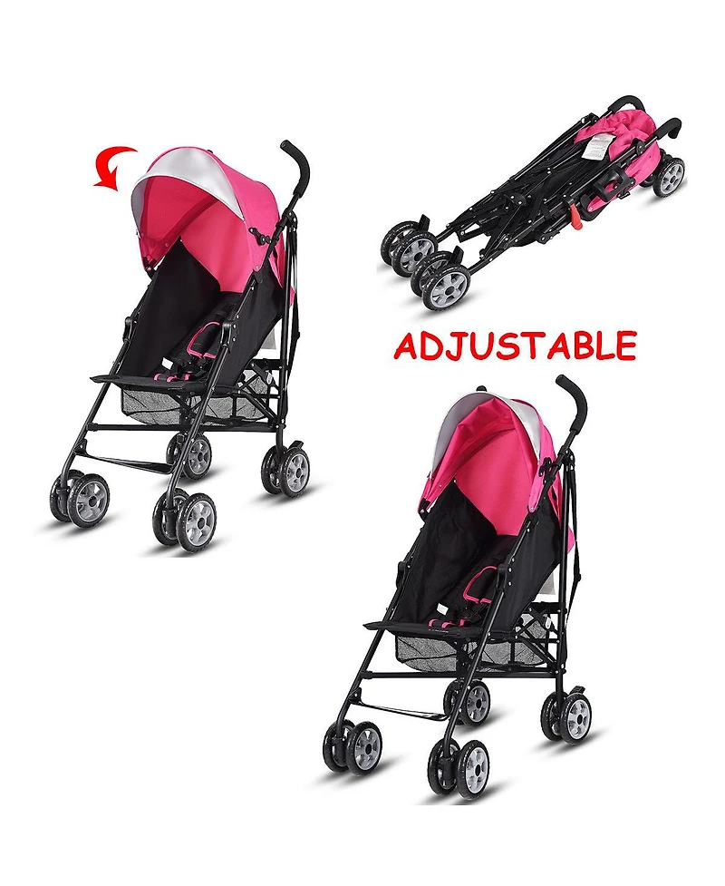 Costway Toddler Folding Lightweight Umbrella Travel Stroller w/ Storage Basket