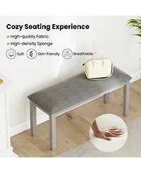 Gymax Set Of 2 Upholstered Bedroom Bench w/Padded Seat & Solid Wood Legs for Dining Room