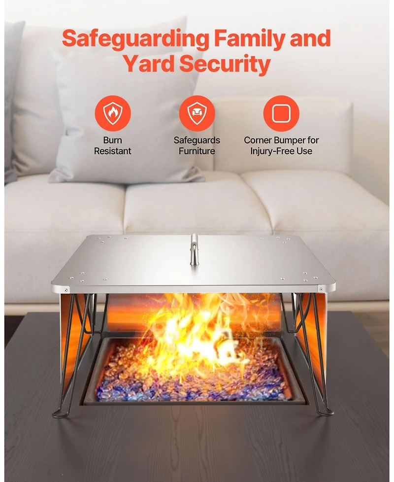 Slickblue Fire Pit Burner Cover Heat Deflector and Stainless Steel forOutdoor Use