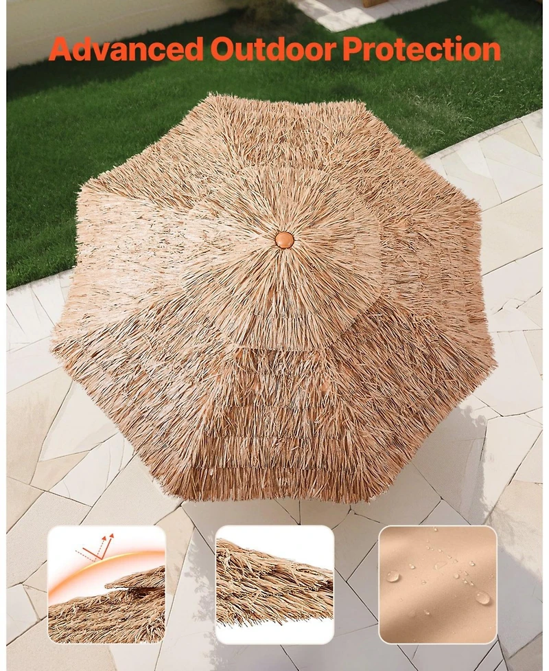 Slickblue Two Tier Tiki Thatched Patio Umbrella for Pool Garden or Beach Shade
