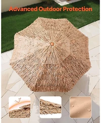Slickblue Two Tier Tiki Thatched Patio Umbrella for Pool Garden or Beach Shade
