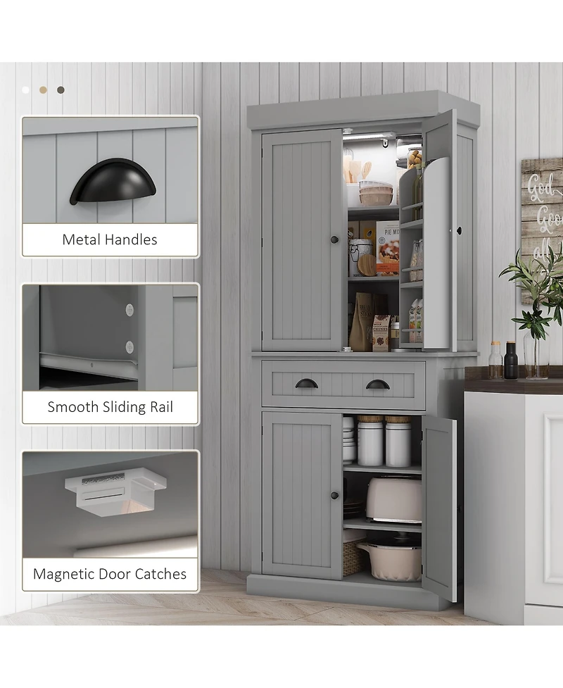 Slickblue Tall Kitchen Storage Cabinet with Doors and Shelves for Pantry and Dining Room