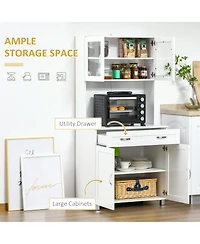 Slickblue Kitchen Storage Cabinet with Shelves and Drawers for Organized Home Kitchen Space