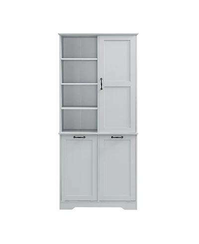 Bathroom Storage Cabinet with Doors Drawers Tilt-Out Laundry Hamper and Adjustable Shelves