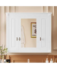 Slickblue Wall Mounted Medicine Cabinet with Mirrored Door and 4 Shelves for Bathroom Storage