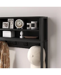 Slickblue Shoe Storage Cabinet and Hall Tree Combo for Organized Entryway Shoes
