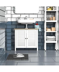 Slickblue Pedestal Sink Storage Cabinet with Double Doors for Bathroom Organization
