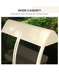 Outsunny 3-Seat Outdoor Swing Chair, Convertible Porch Bed,
