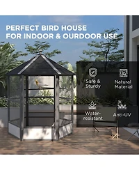 PawHut 69" Large Wooden Hexagonal with Cove Roof, Light
