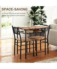 Homcom 3-Piece Small Dining Table Set with Built-in Storage Rack,