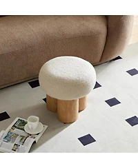 The Pop Home Modern Mushroom Ottoman with Wool Cushion, Footstool, Upholstered Seat for Living Room or Bedroom-The