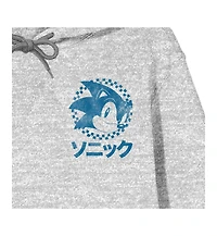 Sonic The Hedgehog Kanji Text Pullover Hooded Sweatshirt-Large