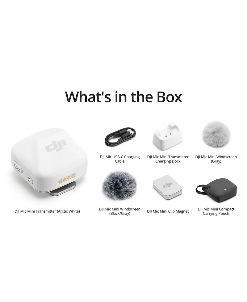 Dji Mic Mini Clip-On Transmitter with Built-In Microphone, Arctic White