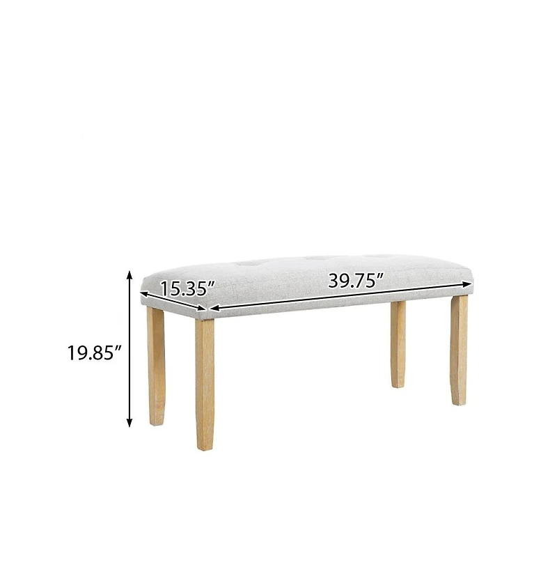 The Pop Home Linen Upholstered Tufted Bench, 40" Padded Bedroom Bench with Wood Legs, for Entryway or End of Bed-The Pop Home