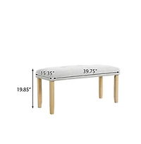The Pop Home Linen Upholstered Tufted Bench, 40" Padded Bedroom Bench with Wood Legs, for Entryway or End of Bed-The Pop Home