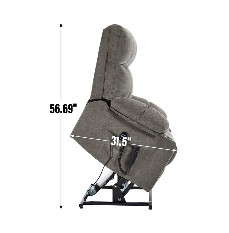 Heavy Duty Power Lift Recliner with Dual Motors, Massage & Heat, Infinite Position Chair Cup Holders-Maison Boucle