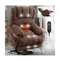 Maison Boucle Oversized Power Lift Recliner for Big & Tall Adults, 23" Wide Chenille Chair with Massage, Heat Usb-Maison